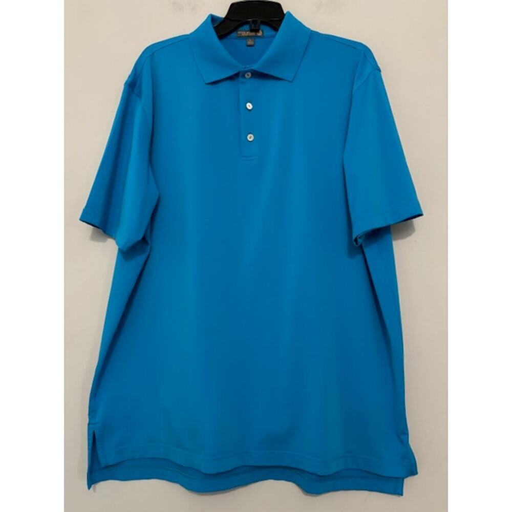 Peter Millar Polo Shirt Golf Mens Size Large Stretch Summer Comfort Blue Aqua